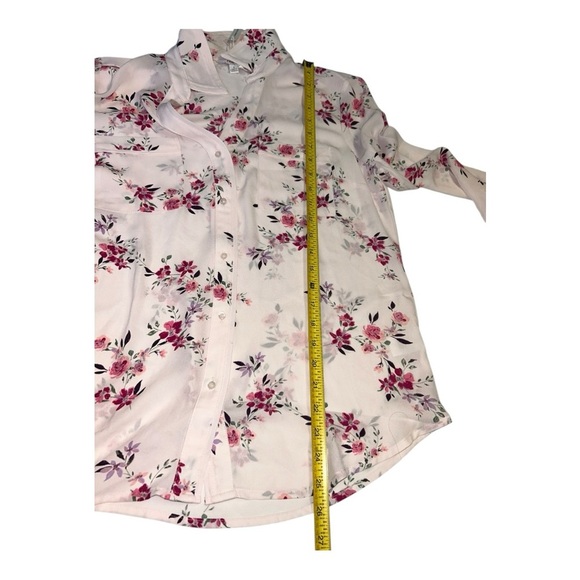 Candies Long Sleeve Pink, Purple, Green Burgundy Floral Size M Button-Up Blouse - Picture 6 of 10